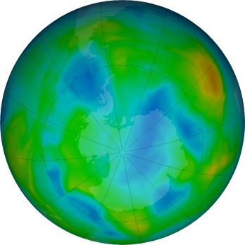 Antarctic ozone map for 2024-06-23
